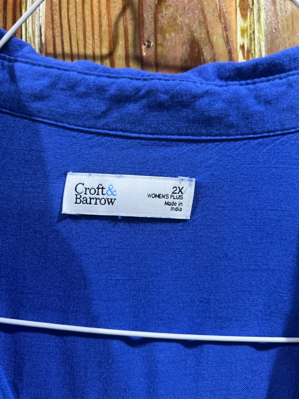 croft & barrow Royal Blue Short Sleeve Button-Up Shirt - Picture 2 of 6